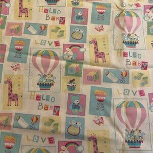 Pastel Hello Baby Animals Fabric Children Baby Home Decor two (2) yard piece